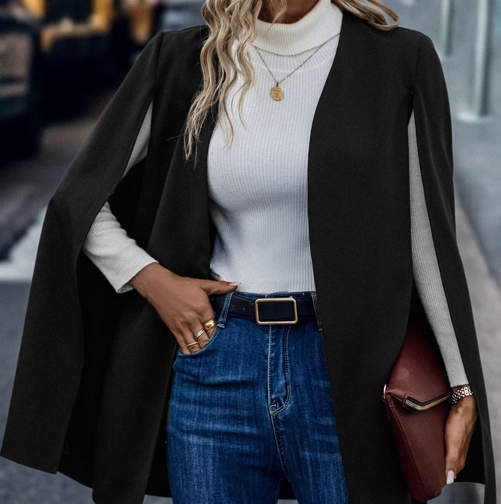 Open Front Cape Blazer - Picture 2 of 4